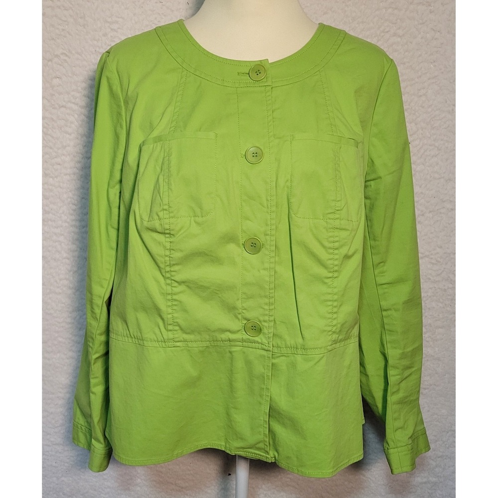 Talbots Womens Neon Green Blazer Size 18 WP Button Long Sleeve Career 1608
